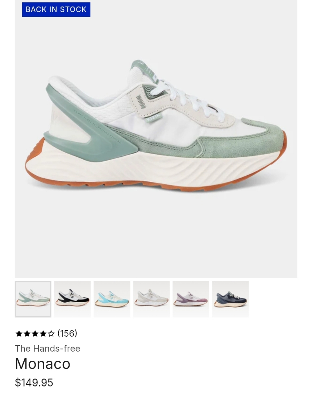 Slightly Used Kizik Monaco Women's 9.5 Sneaker in Sage Green and White